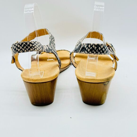 Vionic Sandals Womens 11 Brown Gray Snakeskin Wedge Ankle Buckle Straps Shoes - Picture 8 of 12